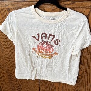 Vans Cropped Cream T-Shirt with Rose Graphic
